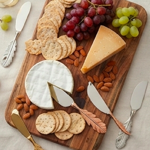 Stainless Steel <b>Cheese</b> <b>Knife</b> <b>Set</b> With Copper Feather Handles Dishwasher Safe Premium <b>Set</b> For Restautrant And Kitchen Use - Product Image 6