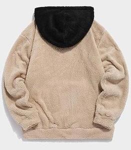 Sweat-shirt à capuche en polaire surdimensionné pour homme, couleur unie, pull en sherpa, chaud, décontracté, pour l'hiver, avec poche, coupe classique - Product Image 4