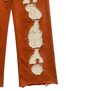 Pantalon de survêtement évasé OEM brodé effet vieilli 450 GSM avec cordon de serrage à la taille, pantalon ample brodé effet vieilli, pyjama - Product Image 4