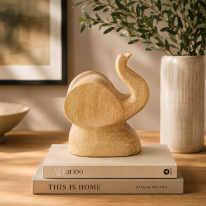 Handcrafted Wooden <b>Elephant</b> Table <b>Decor</b> - Hand Carved Mango Wood Animal Statues for Home Living Room Hotel Decoration Wholesale - Product Image 3