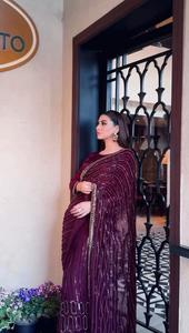 Indian Traditional Ethnic Partywear <b>Saree</b> with Sequins Work for Wedding Occasion and Festive Function for Women Fancy Outfit - Product Image 3