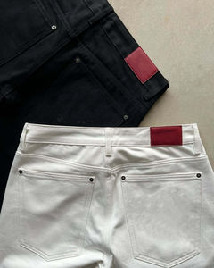 Jean en denim brut selvedge personnalisé, taille mi-haute, coupe droite, style streetwear vintage, poids moyen, noir et blanc, en coton japonais pour homme - Product Image 2