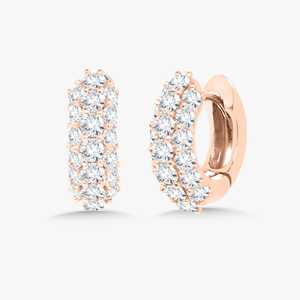 Pave Diamond Huggie <b>Earrings</b> 13.9mm <b>Hinge</b> Round Cut Lab Grown Solitaire Modern Luxury Classic <b>Hoops</b> 14K 18K Solid Gold Wholesale - Product Image 3