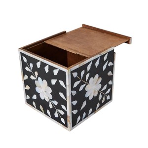 Boîte à mouchoirs en bois faite à la main avec incrustation de nacre pour la décoration de la maison - Product Image 2