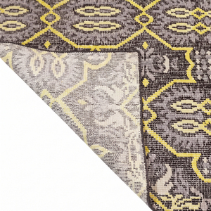 Alfombra de Lana con Medallón Geométrico Color Mostaza Gris, Diseño Moderno de Rejilla, Ecológica, Antideslizante, para Sala de Estar u Hotel - Product Image 6