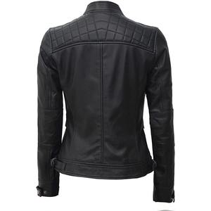 Chaqueta Bomber de Cuero Negra para Mujer, con Forro de Algodón, Cierre de Cremallera, Impermeable, Tejida, con Mangas Desmontables, Rellena de Plumón para Invierno - Product Image 3