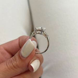 2.5 CT <b>Emerald</b> Cut Lab Grown Diamond Three Stone Engagement <b>Ring</b> 14K Gold IGI Certified Luxury Bridal Wedding <b>Ring</b> for Women - Product Image 2
