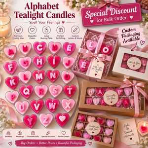 Heart Shaped <b>Alphabet</b> Scented Tealight <b>Candles</b> Personalized Letter Wax <b>Candle</b> Pink Romantic Valentine's Day Decorative Mini - Product Image 5