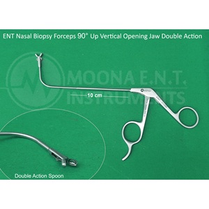 Pinces de biopsie nasale ORL à double action, à mâchoires verticales orientées à 90 degrés, pour sinus frontal, instrument FESS, longueur de travail 10 cm - Product Image 1