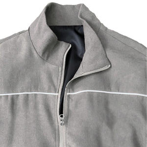 Custom Autumn Streetwear <b>Velour</b> <b>Tracksuit</b> Set Grey Full Zip Jacket Jogger Pants Solid 100% Polyester Acid Wash Breathable - Product Image 5