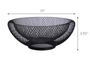 Cesta de Frutas de Metal Negro de Lujo, Tazón Decorativo de Malla para Servir, Organizador Moderno para Encimera de Cocina - Product Image 3