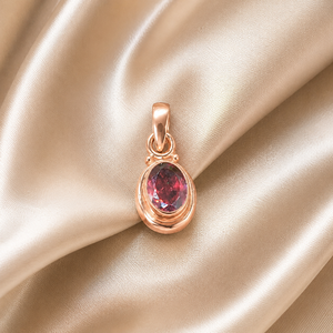 Pendentif Breloque Artisanal en Grenat Rouge Ovale Sertie de Pierres Précieuses, en Argent Sterling 925 Pur Plaqué Or Rose, Bijou Fin, Cadeau pour Elle - Product Image 4