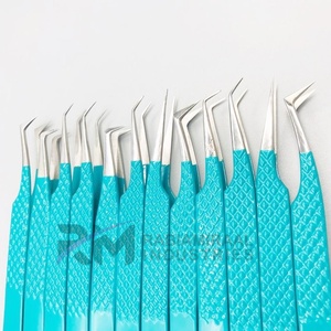 Pinzas para Extensión de Pestañas RMI Frozi con Punta Plateada con Recubrimiento en Polvo, Antiestáticas, Punta Lisa, Acero Inoxidable, Juego de 12 Puntas Diferentes - Product Image 3