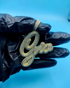 Colgante de Letra de Moissanita Chapado en Oro de 18K y Plata 925, Corte Brillante Redondo, Amuleto Temático Hip Hop para Unisex - Product Image 5
