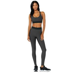 Ensemble de vêtements de sport pour femmes, 2 pièces, leggings noirs taille haute, soutien-gorge de sport, séchage rapide, spandex/polyester, entraînement, yoga, fitness, vêtements de sport - Product Image 1