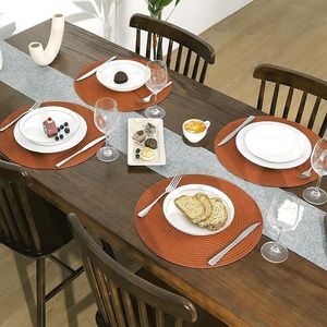 Set di 6 tovagliette rotonde lavabili da 15 pollici in cotone e poliestere intrecciato, tovagliette per tavola da pranzo, decorazione per la tavola - Product Image 4