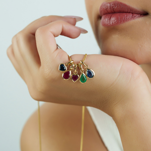 พลอยไพลินสีน้ำเงินแท้ทรงหยดน้ำขนาดเล็ก จี้ทองคำขาว 14K สวมใส่ได้ทุกวัน ขายดีประจำเดือนกันยายน - Product Image 2
