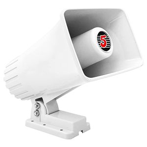 Altoparlante a Tromba Portatile D0100HXJAUX Bianco per Interni/Esterni, 6 X 4 Pollici, Sirena Potente con Staffa di Montaggio Regolabile, Accessori Inclusi - Product Image 1