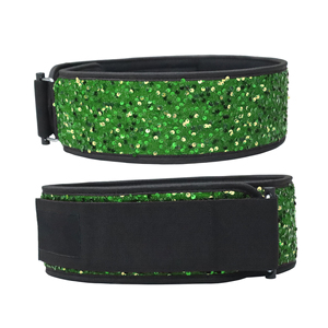 Ceinture de soutien lombaire verte à paillettes pour haltérophilie, en nylon, avec boucle réglable, unisexe, pour entraînement de force et fitness - Product Image 1