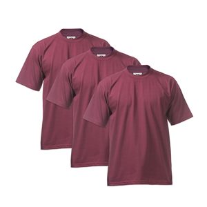 T-shirt décontracté en maille pour homme, col rond, manches courtes, coupe classique, couleur bordeaux unie, 100 % coton, respirant, séchage rapide, anti-plis - Product Image 1