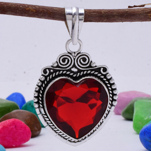 Heart Shape Red <b>Garnet</b> <b>Pendant</b> 925 Silver Handmade Gemstone Necklace Gift for Her - Product Image 3