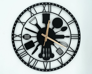 <b>Metal</b> Kitchen Wall <b>Clock</b>: Silent, Non-Ticking, Modern Home Decor - Product Image 1
