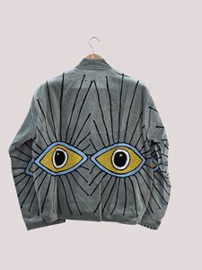 Veste en velours brodée à la main avec motif œil, col mandarin, manches longues, taille plus, style blouson pour femme, automne - Product Image 2
