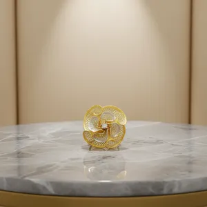 Flower <b>Ring</b> For Women Designer Floral <b>Statement</b> <b>Ring</b> With Two Tone Gold Finish Stylish Fashion Jewelry Gift Elegant Gold - Product Image 2