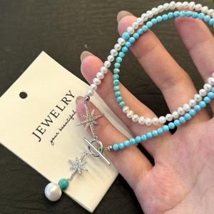 Collier de luxe en perles naturelles étoile demi-clavicule 2025, design de niche haut de gamme, collier de perles tendance pour le Nouvel An - Product Image 2