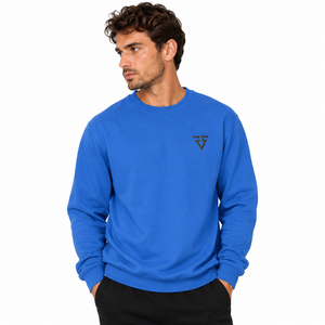 Sweat-shirt unisexe bleu royal à col rond en molleton premium avec poignets côtelés, logo personnalisé, marque privée, streetwear décontracté, fabricant OEM - Product Image 1