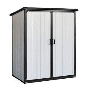 Caseta de Almacenamiento de Resina Impermeable para Exteriores de 5x3 Pies con Puertas con Cerradura para Bicicletas y Muebles de Patio - Product Image 1