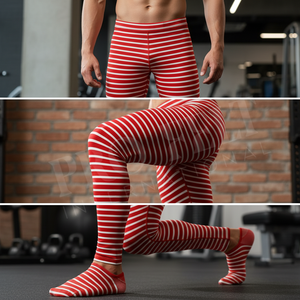 Latest Whole Sale New Training <b>Red</b> <b>White</b> <b>Striped</b> Gym Running Compression Leggings Fitness <b>Tights</b> Quick Dry Workout Pants Men's - Product Image 4