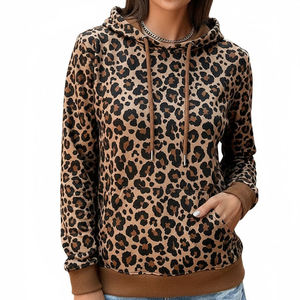 Women <b>Leopard</b> <b>Print</b> <b>Hoodie</b> Sweatshirt Long Sleeve Casual Autumn Knitted Pullover With Pockets - Product Image 1
