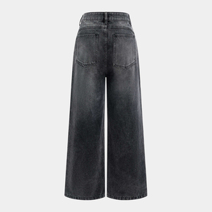 Pantalones Vaqueros Casuales de Mezclilla para Mujer, Corte Recto, con Bolsillos y Pedrería, Tallas Grandes - Product Image 2