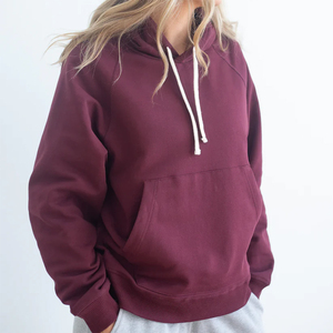 Sweat-shirt à capuche pour femme, manches raglan, couleur unie, en molleton de coton, coupe décontractée, pour l'automne, avec poches, longueur standard - Product Image 3
