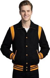 Modern Men's Ribbed Athletic Trim Stand Collar Varsity <b>Jacket</b> Front Logo Eco-Friendly Breathable Fabric Custom Letter <b>Patches</b> - Product Image 3