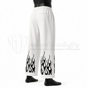 Pantalon de survêtement large personnalisé pour homme, imprimé flamme, style streetwear, fabriqué par un fabricant - Product Image 5