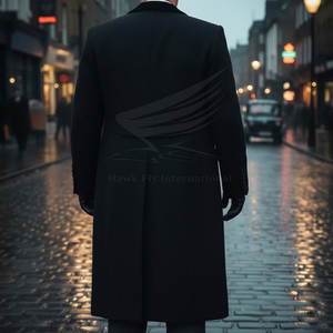 Manteau long pour homme de style luxueux, tissu en laine respirant, design classique, service OEM personnalisable, prix de gros pour l'exportation - Product Image 4