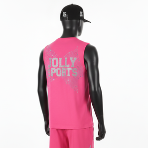 เสื้อกั๊กแขนกุดผู้ชาย 180 GSM โพลีเอสเตอร์ผสมสแปนเด็กซ์ เนื้อผ้านุ่มยืดหยุ่น พิมพ์ลายโลโก้แบบประกาย  เสื้อยืดผู้ชายผ้าฝ้าย 100% ทรงหลวม พิมพ์ลาย - Product Image 5