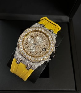 Montre entièrement sertie de diamants, mouvement automatique, fabrication artisanale de luxe, montres hip-hop entièrement serties de diamants, montres en moissanite VVS pour hommes - Product Image 1