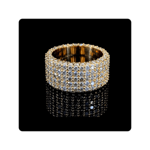 Anillo Hip Hop con Incrustaciones de Diamantes CVD en Cinco Filas, Plata 925 Chapada en Oro - Product Image 2