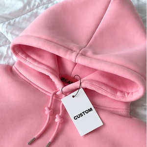 เสื้อฮู้ดดี้โอเวอร์ไซส์สีชมพูสำหรับผู้หญิง ผ้าฝ้ายถัก สีพื้น ทรงปกติ สไตล์สตรีทแวร์ลำลองสำหรับฤดูใบไม้ร่วง - Product Image 2