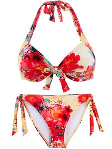Floral Print Two Piece <b>Bikini</b> Sets For Women Beach Wear Quick Dry Summer Swimsuit V Neck Cut out Mid Rise Ribbed Bathing Suit - Product Image 2
