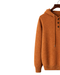 เสื้อฮู้ดไหมพรมสีสนิมสำหรับผู้ชายแบบสั่งทำพิเศษ กระดุมสามเม็ด ผ้าคอตตอนผสมเนื้อนุ่ม อุ่นสบายสำหรับฤดูหนาว สไตล์ลำลองแนวสตรีทแวร์ รับทำโลโก้ตามสั่ง OEM - Product Image 3
