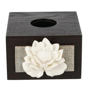 Square Metal Tissue Box Cover Floral Decorative Tissue Holder Classic Desktop Napkin Case - Product Image 2