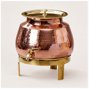 Handcrafted Pure Copper Water Dispenser with Stand & Leakproof Brass Tap Ayurvedic Health Benefits Hammered Copper Matka Pot - Product Image 3