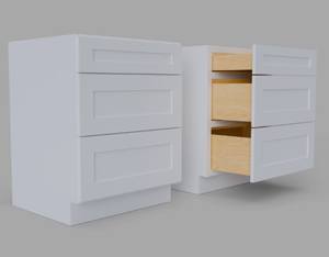 Gabinete de Cocina Moderno de Madera Sólida con Tres Cajones, Estilo Shaker Blanco, Delgado, Listo para Armar, 3DB12 - Product Image 1