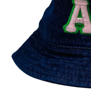 AKA Dark Denim Pink Letter Bucket <b>Hat</b> Embroidered Baseball Cap Adjustable Cotton Headwear Casual Fashion Streetwear <b>Hat</b> <b>for</b> <b>Men</b> - Product Image 3