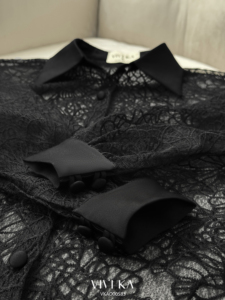 Camisa Transparente de Encaje Floral para Mujer con Top de Encaje a Juego, Blusa de Manga Larga con Botones, Estilo Casual CHERISH - Product Image 6
