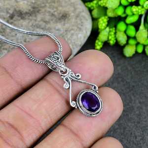 Colgante de Plata de Ley 925 con Zafiro Azul, Bisel Hecho a Mano, Joyería con Piedras Preciosas, Regalo Elegante y Lujoso para Mujer - Product Image 1